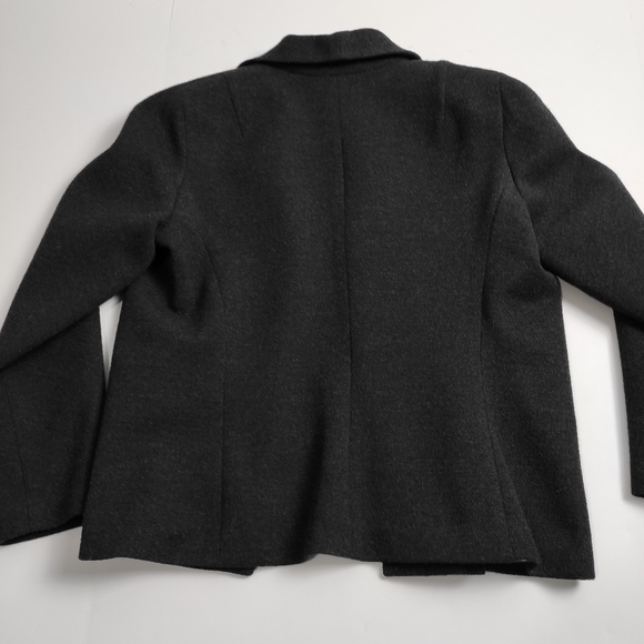 Talbots Merino Wool Open Front Blazer Collared Career Jacket Charcoal Gray 10 - Picture 4 of 12